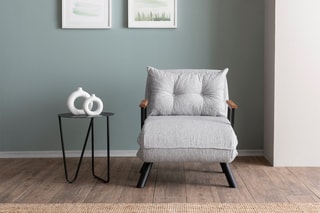 Fauteuil convertible - Gris - Revêtement en tissu teddy