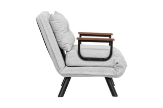Fauteuil convertible - Gris - Revêtement en tissu teddy