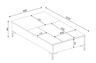 Table basse - 69,2 x 28 x 121 cm