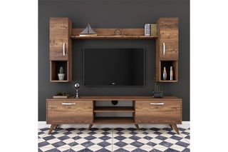 Ensemble meuble TV 2 portes M27 - 180 x 48,6 x 35 / 22,1 x 90 x 20,5 / 133 x 15 x 15 cm
