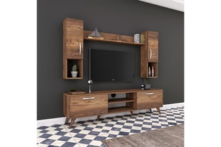 Ensemble meuble TV 2 portes M27 - 180 x 48,6 x 35 / 22,1 x 90 x 20,5 / 133 x 15 x 15 cm