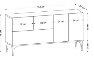Console 4 portes - 150 x 75 x 35 cm