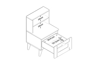 Table de chevet BD105 - 45 x 74,4 x 40 cm