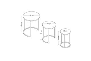 3 tables gigognes - 50 x 58 x 50 / 40 x 52 x 40 / 30 x 48 x 30 cm