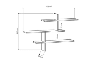 Etagère murale 3 niveaux Leo - 123 x 80,5 x 22 cm