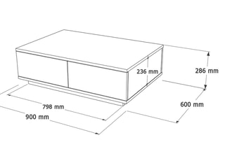 Table basse 2 abattants - 90 x 29 x 60 cm