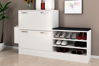 Meuble à chaussures 2 abattants Trend - 80 x 31 x 130 cm