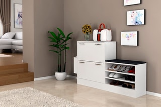 Meuble à chaussures 2 abattants Trend - 80 x 31 x 130 cm
