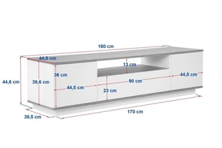 Meuble TV 3 abattants Veramont - 180 x 44,6 x 44,5 cm