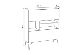 Meuble de rangement 4 portes - 100 x 35 x 125 cm