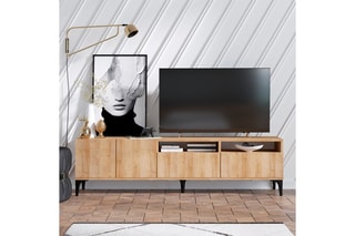 Meuble TV 2 portes 2 abattants Ross - 180 x 52 x 35 cm