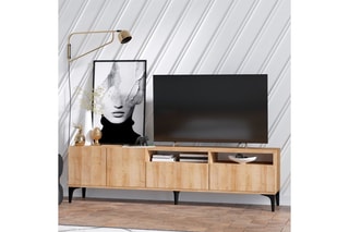 Meuble TV 2 portes 2 abattants Ross - 180 x 52 x 35 cm