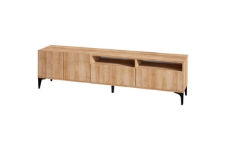 Meuble TV 2 portes 2 abattants Ross - 180 x 52 x 35 cm