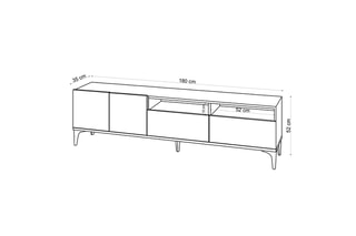 Meuble TV 2 portes 2 abattants Ross - 180 x 52 x 35 cm