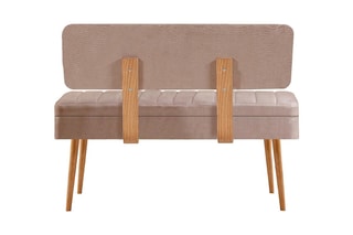 Banc-coffre Vina - Beige et imitation pin