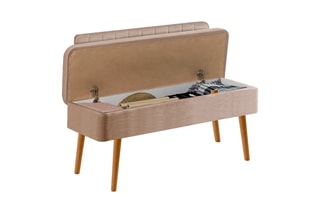 Banc-coffre Vina - Beige et imitation pin