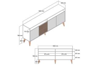 Bahut 4 portes  - 180 x 78,6 x 35 cm