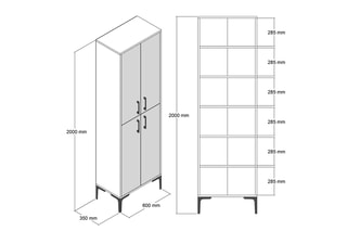 Meuble de rangement 4 portes  - 60 x 200 x 35 cm