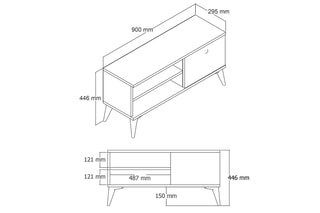 Meuble TV 1 abattant - 90 x 15 x 29,5 cm