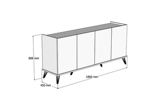 Buffet 4 portes - 180 x 45 x 80,8 cm