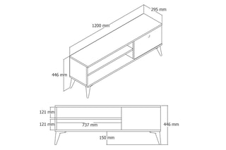 Meuble TV 1 abattant - 120 x 45 x 30 cm