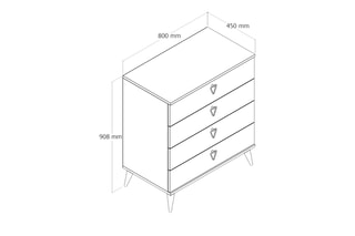 Commode 4 tiroirs Versa - 80 x 90,8 x 45 cm