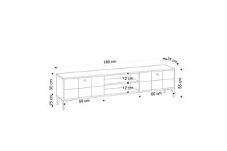 Meuble TV 2 abattants - 180 x 55 x 31 cm