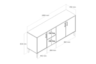 Buffet 3 portes Exxen - 180 x 83 x 45 cm