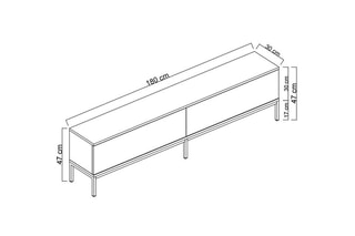 Meuble TV 2 portes Lord - 180 x 47 x 30 cm