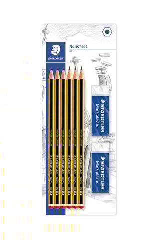 6 crayons graphites et 2 gommes Noris® set - HB