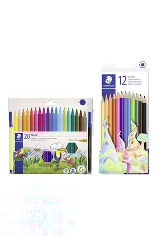 20 feutres de coloriage pointe moyenne Noris® et 12 crayons de couleur assortis