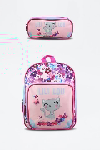 Sac à dos et trousse Lili Lou - Rose et ciel