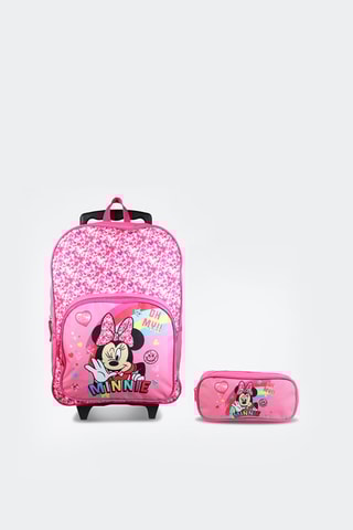 Sac à dos à roulettes et trousse Minnie Disney - Rose