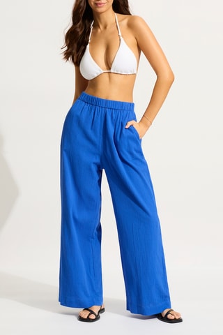Pantalon de plage taille haute Beachedit - Bleu roi - Seafolly