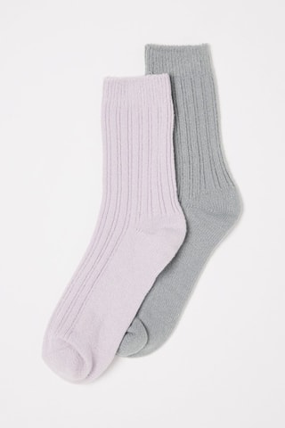 2 paires de chaussettes gris et vert clair