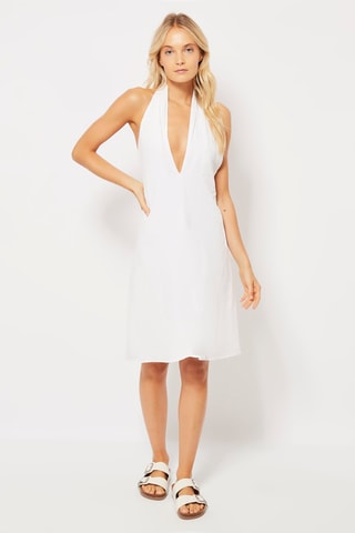 Robe patineuse en lin Blanc