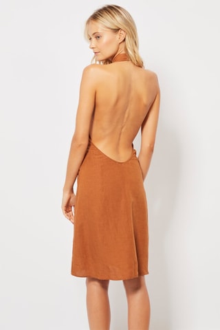 Robe patineuse en lin Marron clair