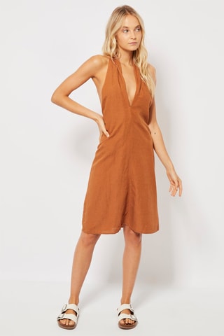 Robe patineuse en lin Marron clair