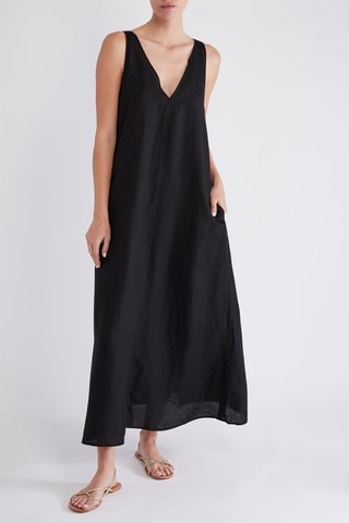 Robe longue en lin - Noir