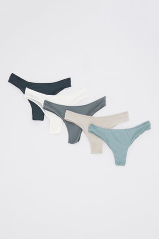 5 tangas - Blanc et bleu marine