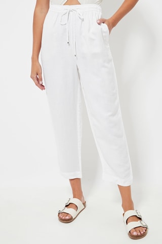 Pantalon relaxed en lin taille haute - Blanc