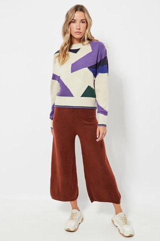 Pantalon 7/8 taille haute - Marron