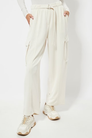 Pantalon cargo taille haute - Ecru
