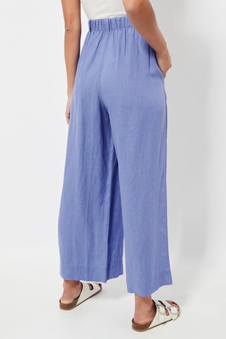 Pantalon wide legs en lin - Bleu