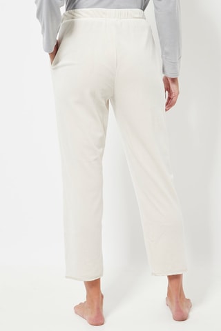Pantalon 7/8 de pyjama en velours taille haute - Ecru