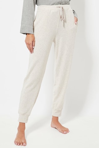 Jogging de pyjama taille haute - Ecru chiné