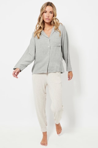 Jogging de pyjama taille haute - Ecru chiné
