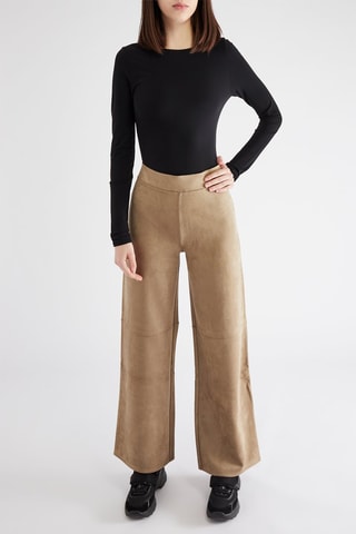 Pantalon taille haute - Marron clair