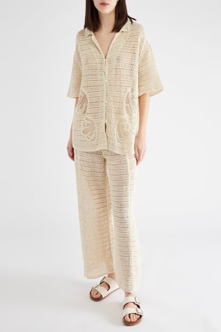 Pantalon taille haute - Ecru