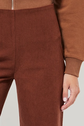 Pantalon en velours taille haute - Marron